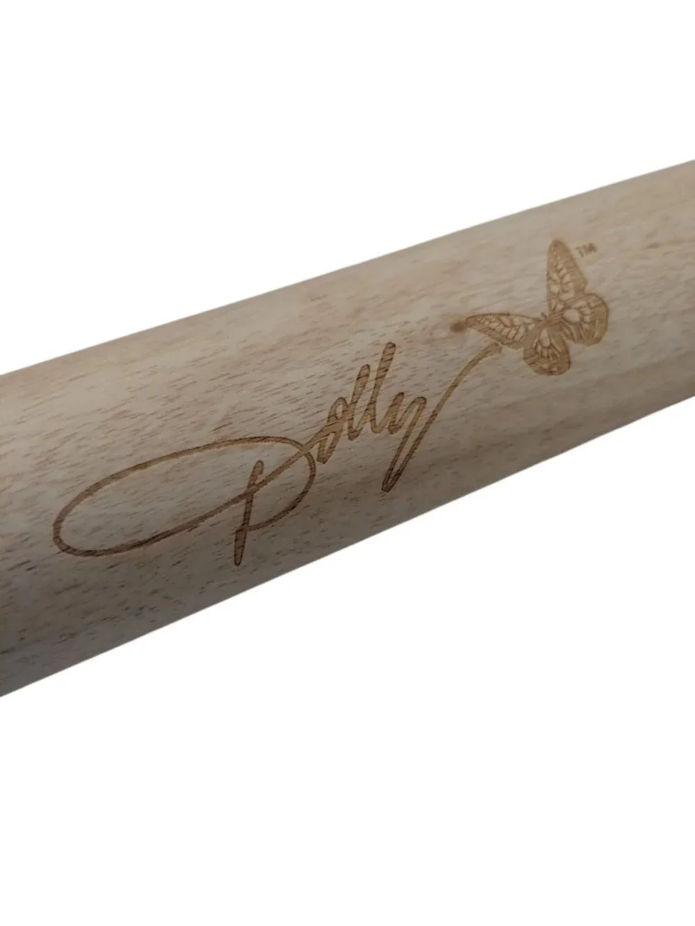 Dolly Parton Wood Rolling Pin Engraved Butterfly Signature NEW w/ Tags Farmhouse